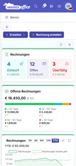 Das Dashboard von Invoice Office auf dem Smartphone