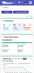 Das Dashboard von Invoice Office auf dem Smartphone