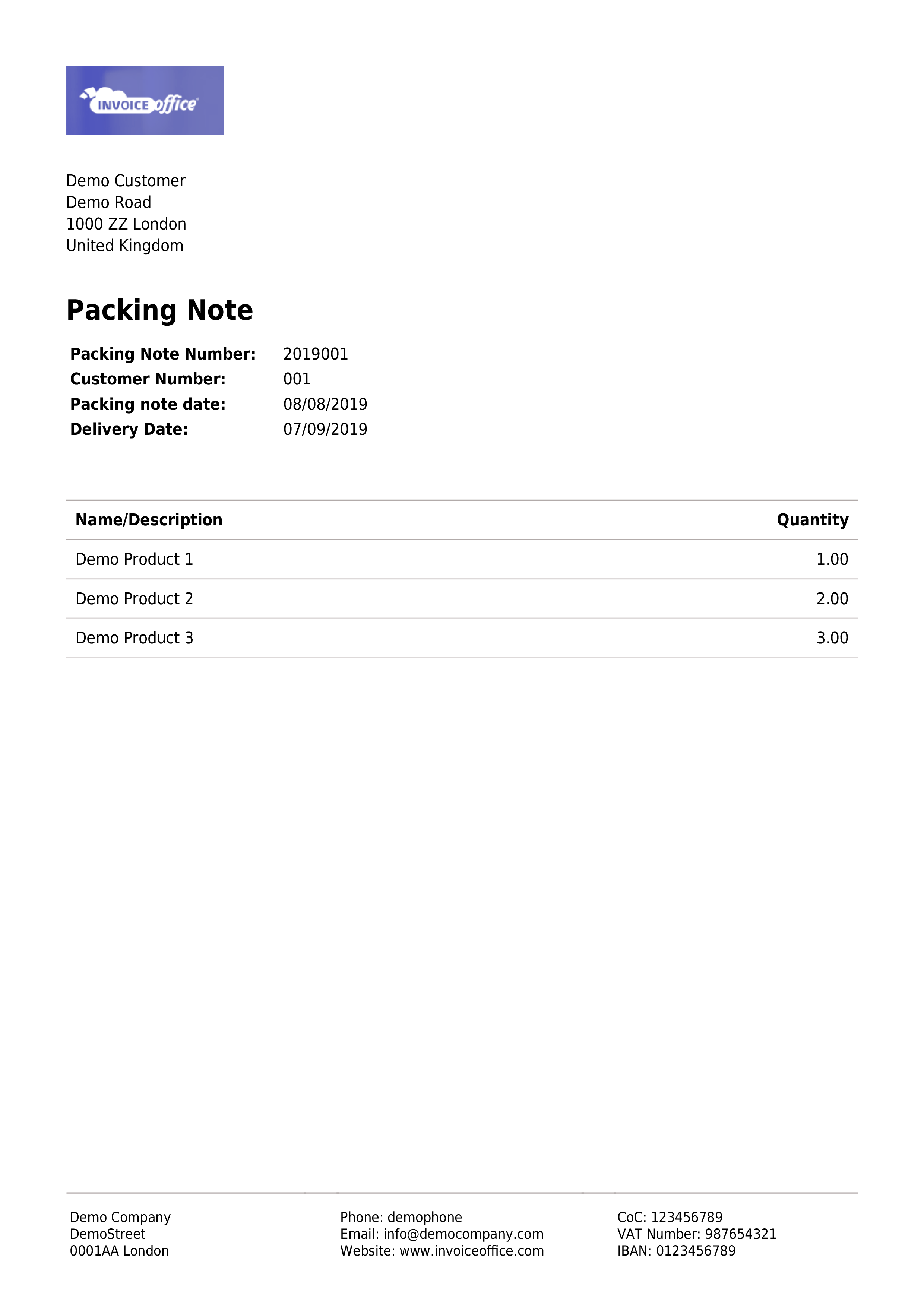 example packing note