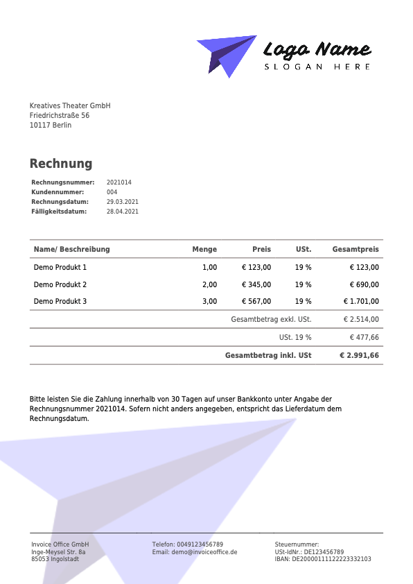 Rechnung Invoice Office GmbH (2021014)